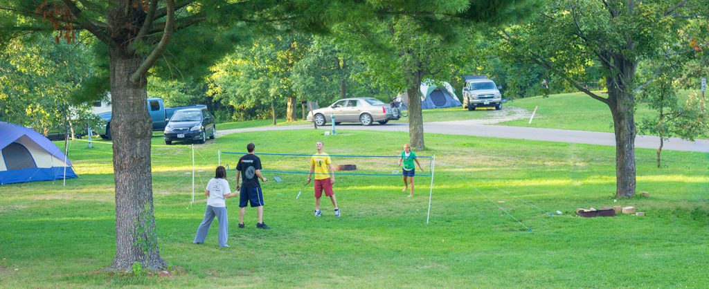 Family at Devil's Lake State Park's Northern Lights Campground.