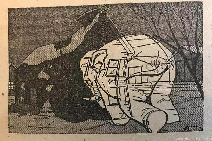 Ghost Elephant Illustration. Fate Magazine, Dec. 1953
