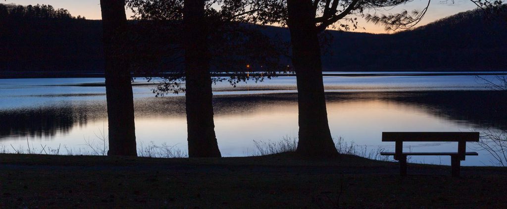 Memorial Bench Along Devil's Lake's South Shore.