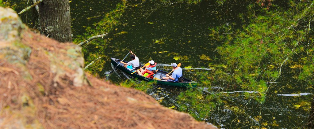 Canoeing Mirror Lake in Wisconsin Dells.