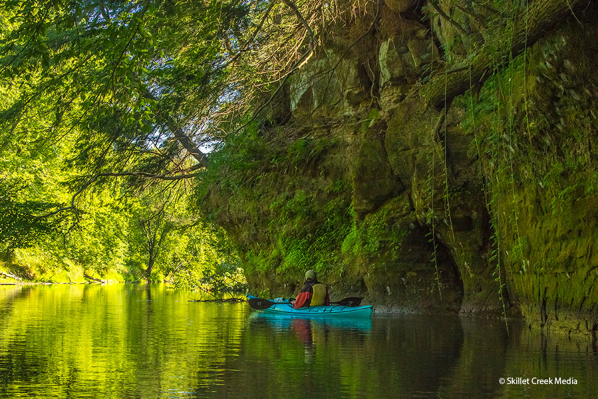 Kayaking by Sandstone on the Baraboo River