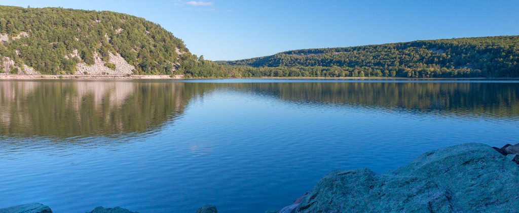 View Across Devil's Lake From Tumbled Rocks Trail.