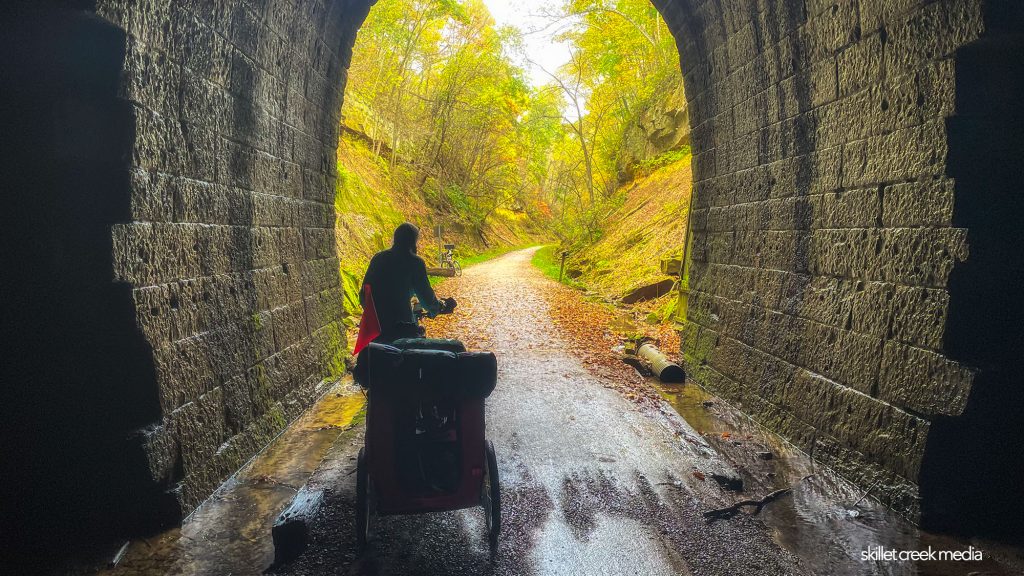 Exiting a tunnel on the Elroy-Sparta State Trail.