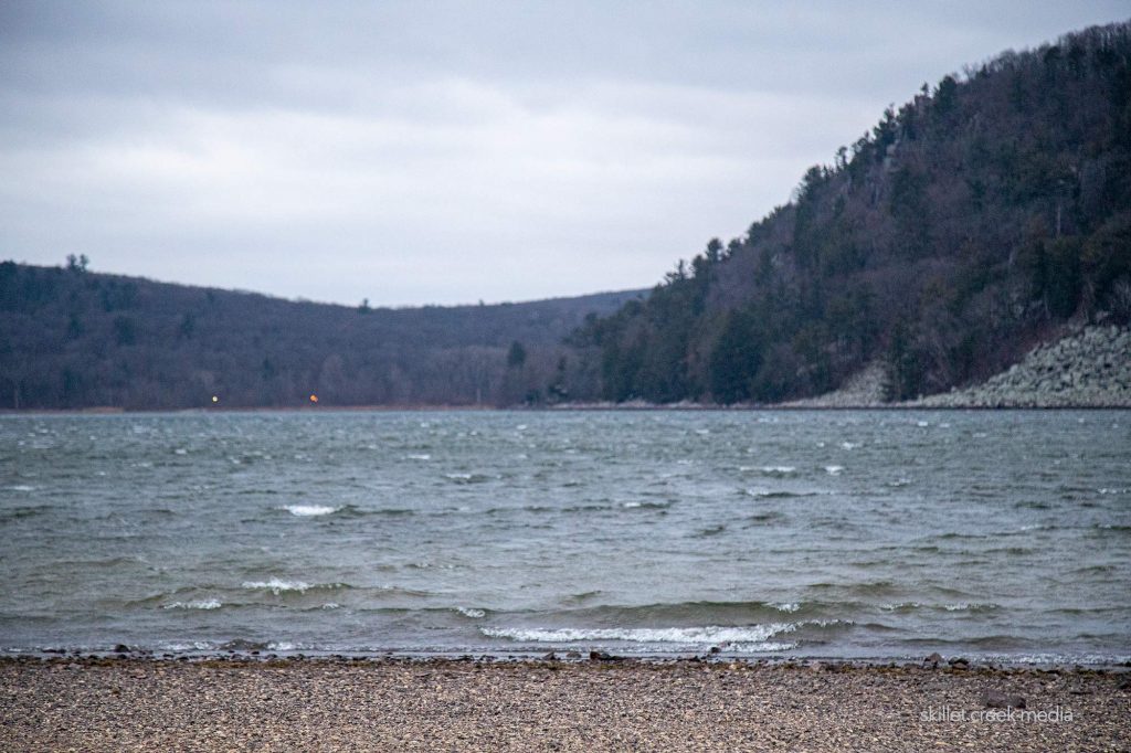 white caps on Devil's Lake