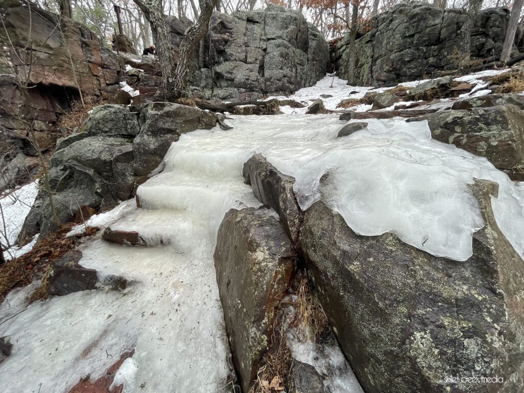 Ice covered staircase