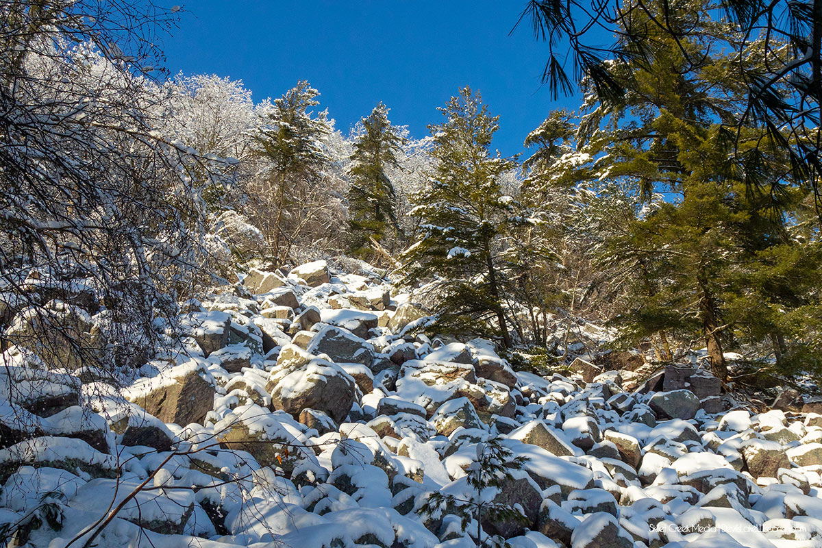 Snow Covered Talus at Devil's Lake State Park