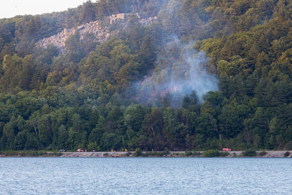 Smoke rising from the East Bluff